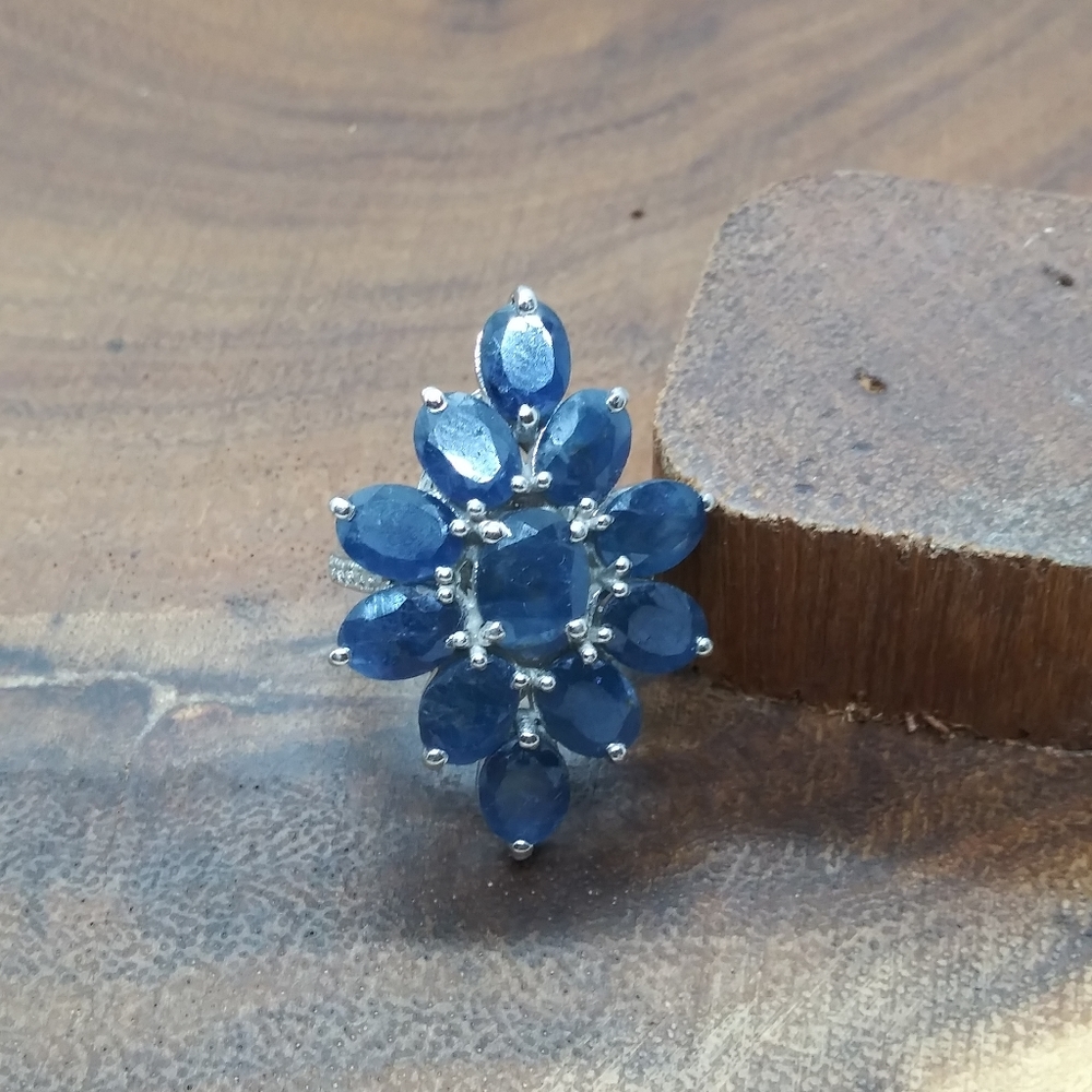 Genuine Raw Sapphire 8.45ct Cocktail Ring Sz 5 - Picture 5 of 13